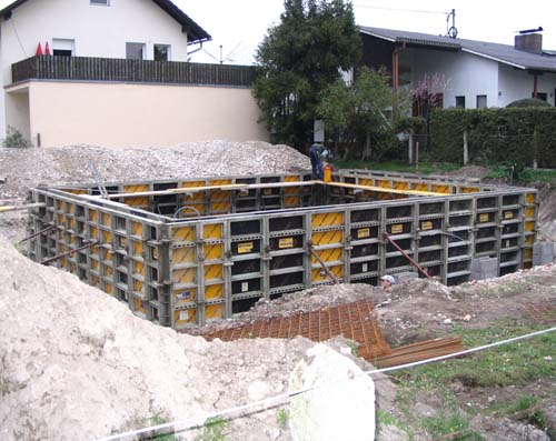 einschalen der keller aussenwände